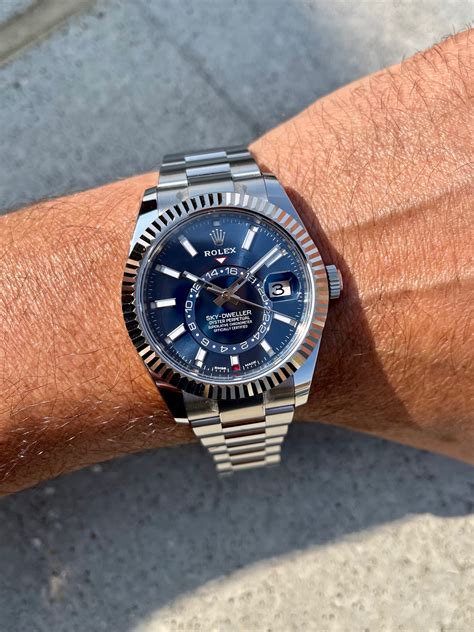 rolex blue dial sky dweller|rolex sky dweller wartezeit.